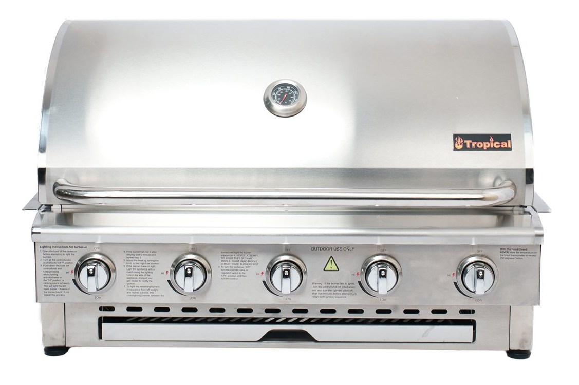 5 Burner Tabletop grill, straight-on with the hood closed